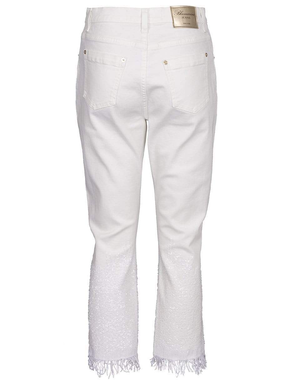 BLUMARINE-Sequin Degrade Hem Cropped Jean-