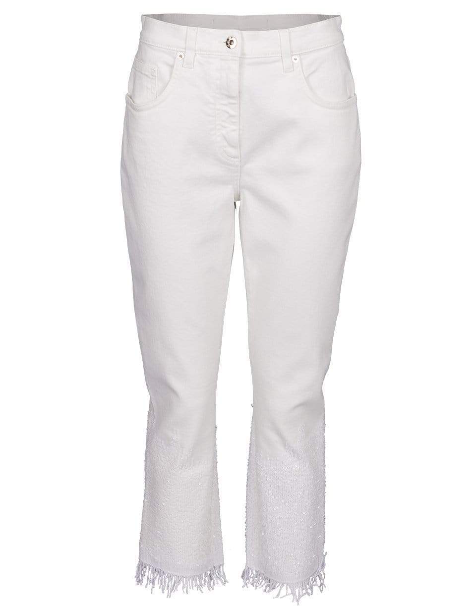 BLUMARINE-Sequin Degrade Hem Cropped Jean-
