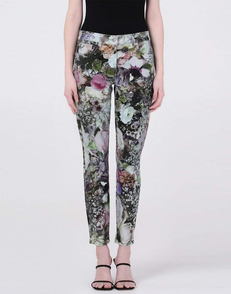 BLUMARINE-Skinny Print Denim Jean-