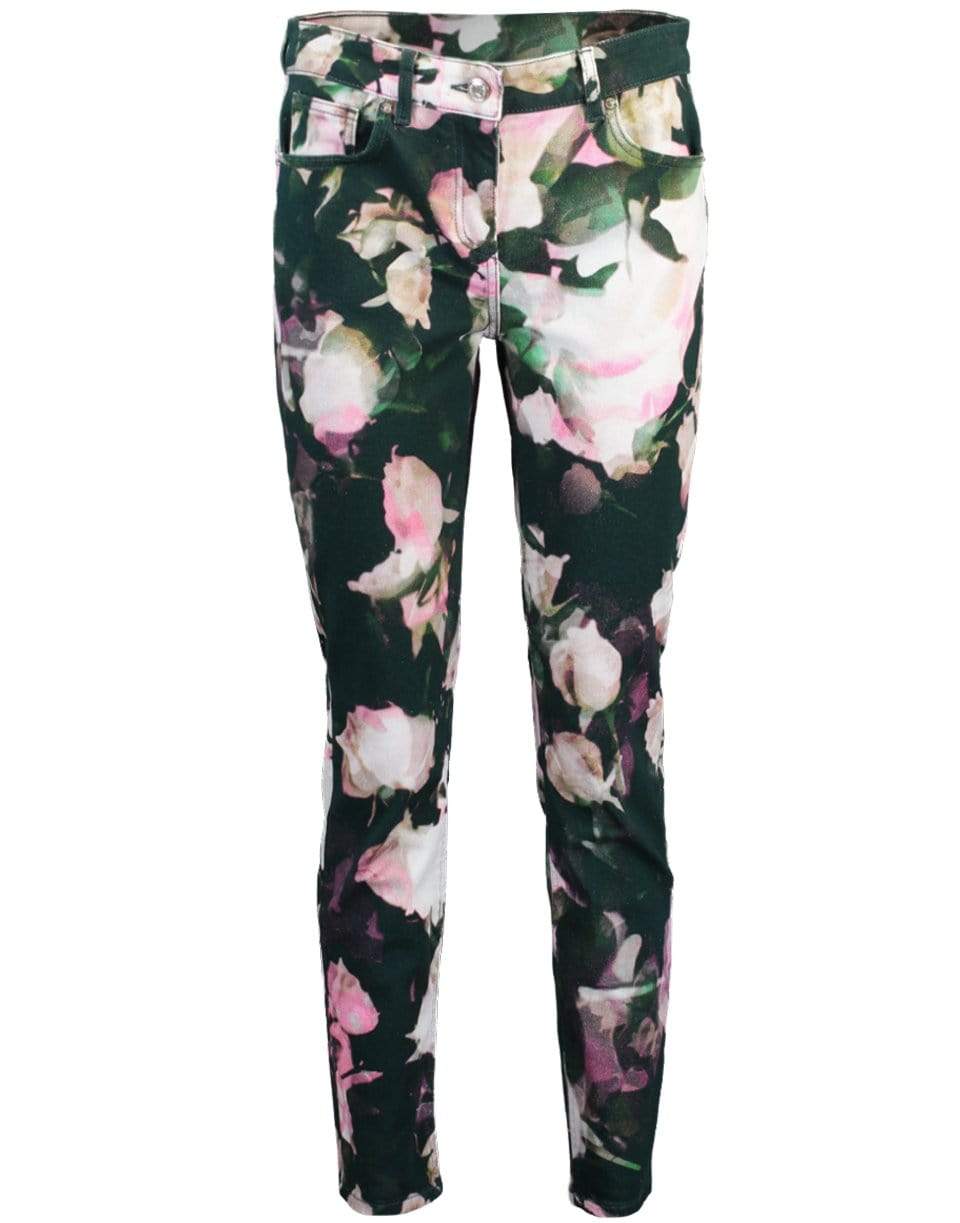 BLUMARINE-Skinny Print Denim Jean-