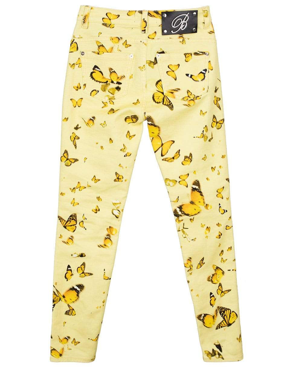 BLUMARINE-Butterfly Print Skinny Denim Pant-
