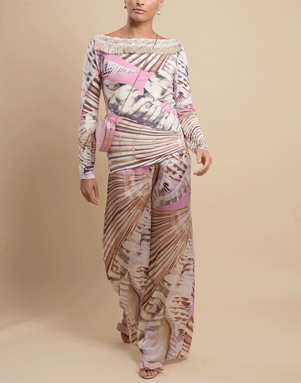 BLUMARINE-Printed Elastic Waist Pant-