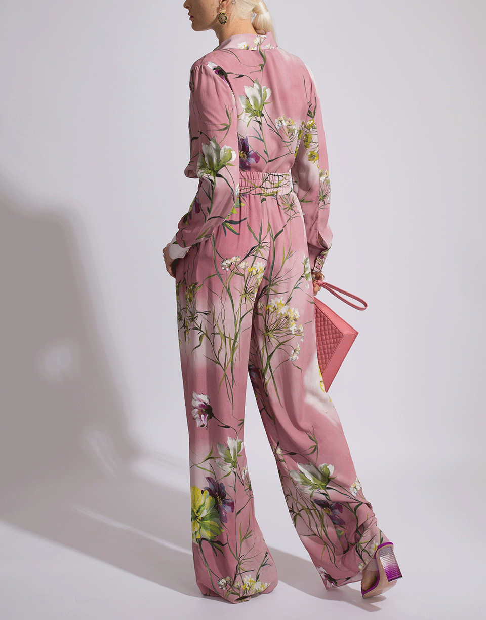 BLUMARINE-Wide Leg Floral Pant-