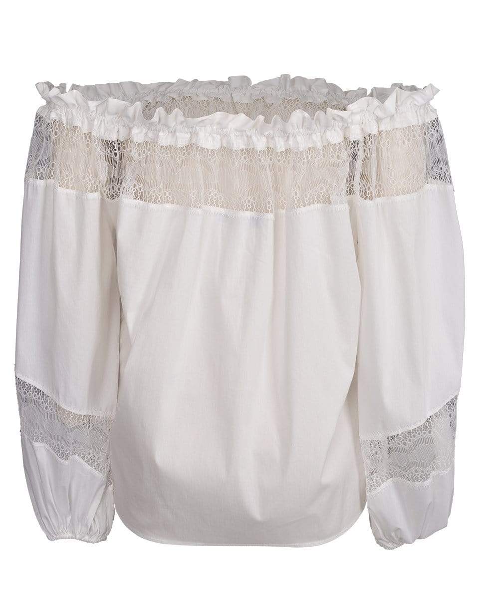 BLUMARINE-Lace Off Shoulder Top-