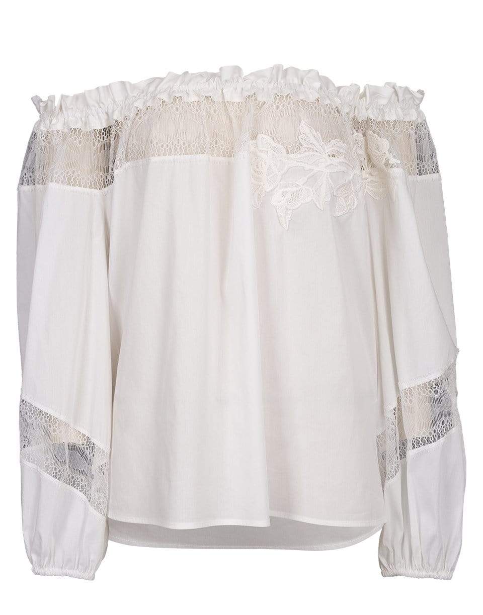 BLUMARINE-Lace Off Shoulder Top-