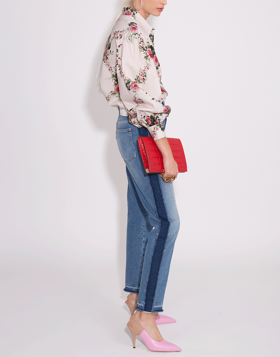 BLUMARINE-Balloon Sleeve Floral Print Blouse-