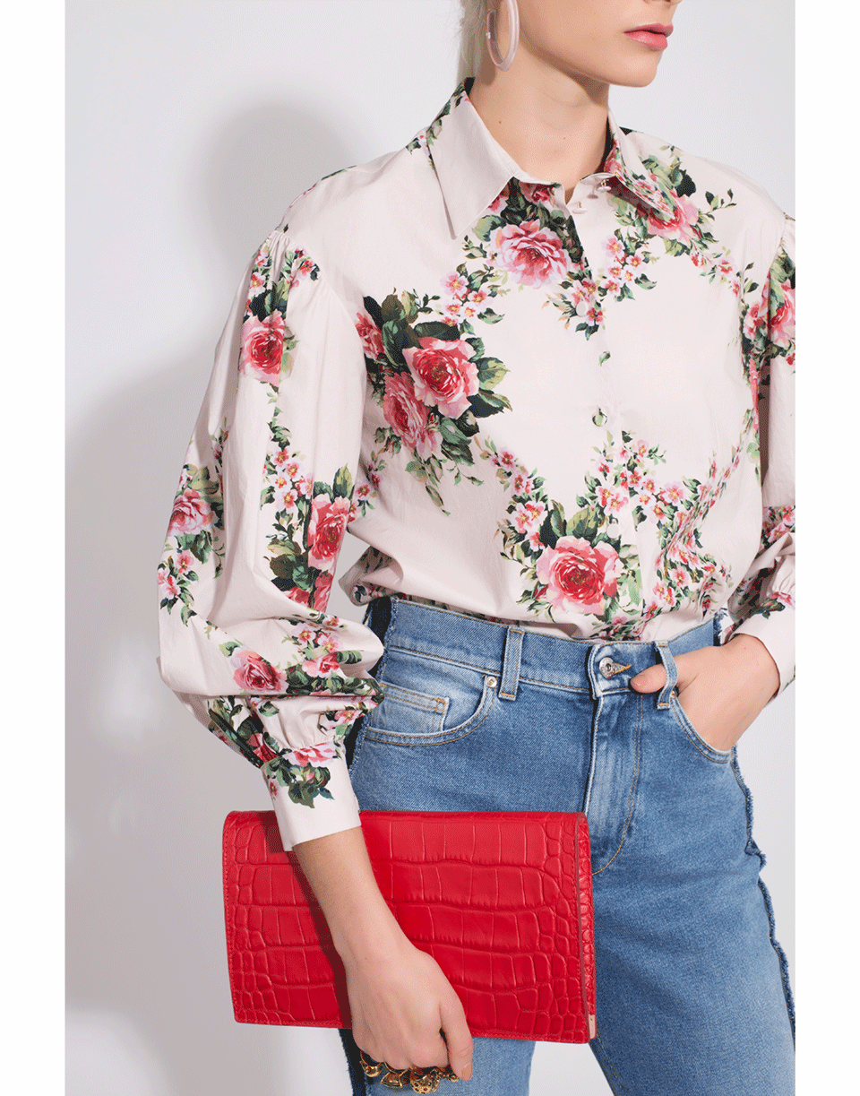 BLUMARINE-Balloon Sleeve Floral Print Blouse-
