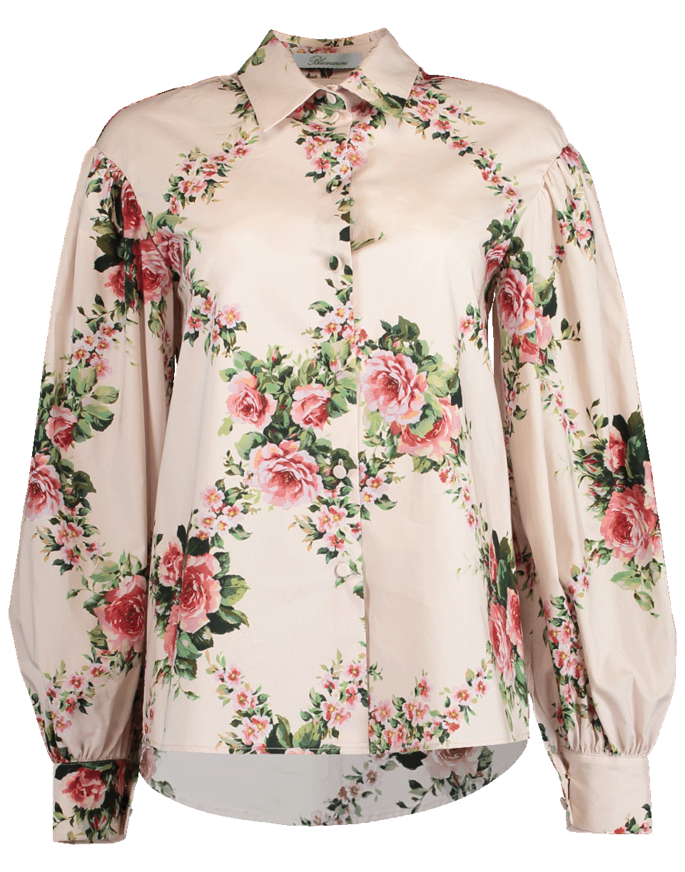 BLUMARINE-Balloon Sleeve Floral Print Blouse-
