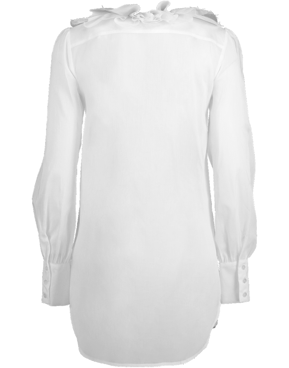 BLUMARINE-V-Neck Ruffle Trim Blouse-