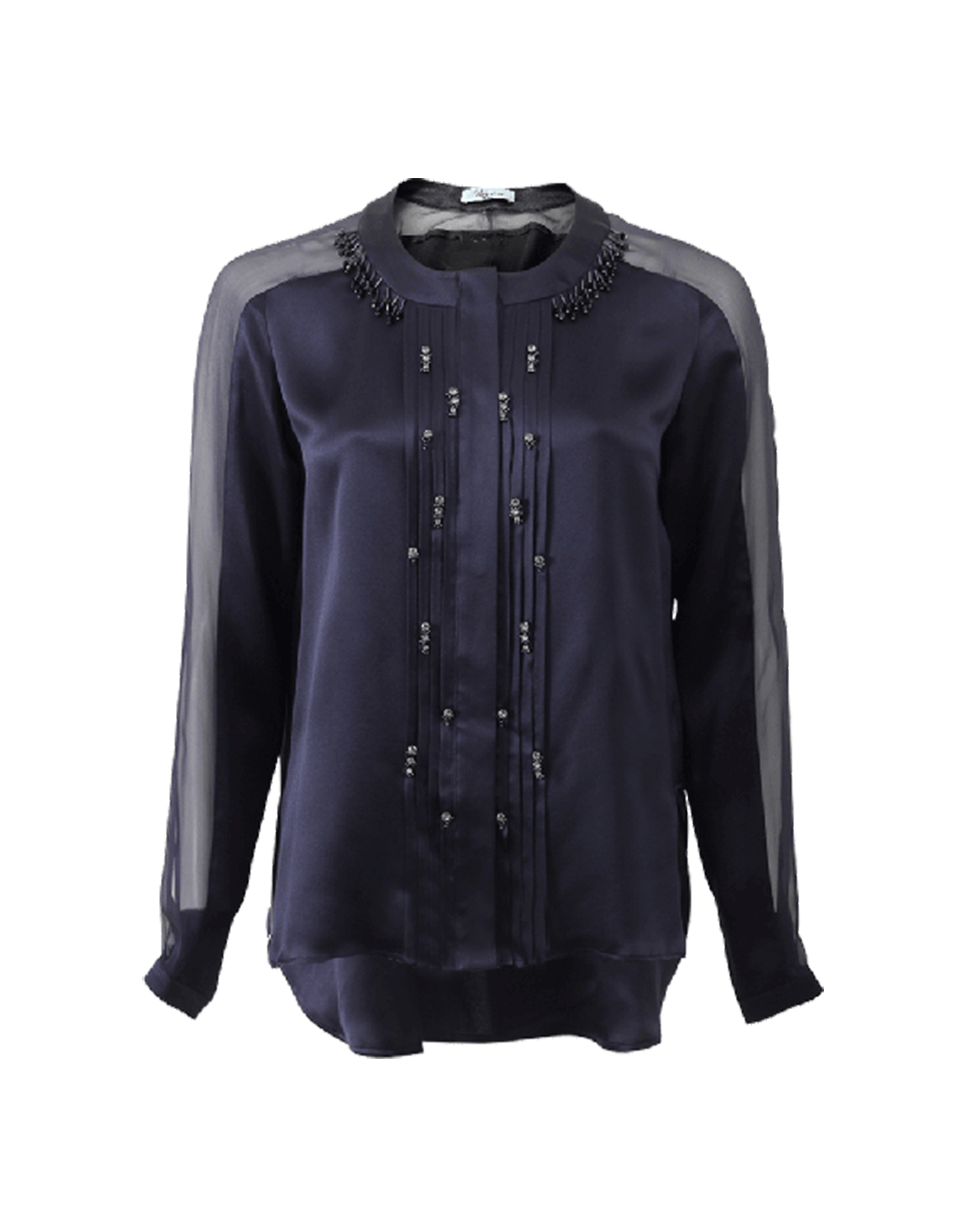 BLUMARINE-Jeweled Front Blouse-