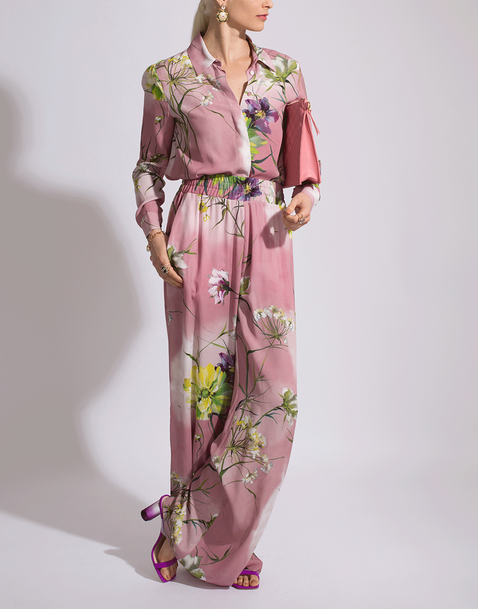 BLUMARINE-Floral Collared Blouse-