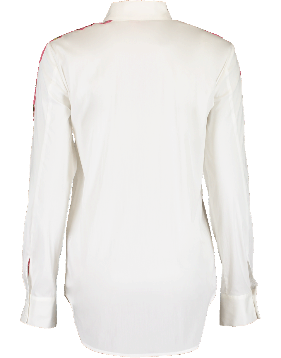 BLUMARINE-Floral Emroidered Sleeve Blouse-