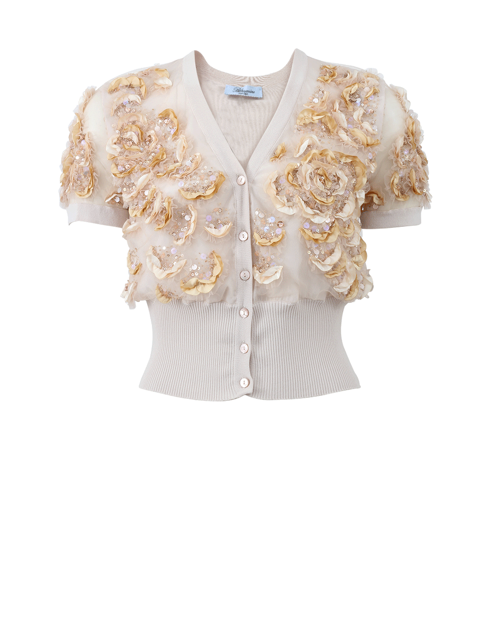 BLUMARINE-Cropped Embroidered Cardigan-