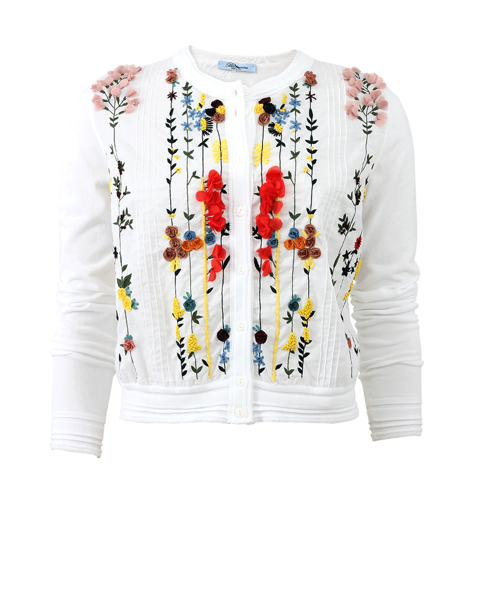 BLUMARINE-Floral Embroidered Cardigan-