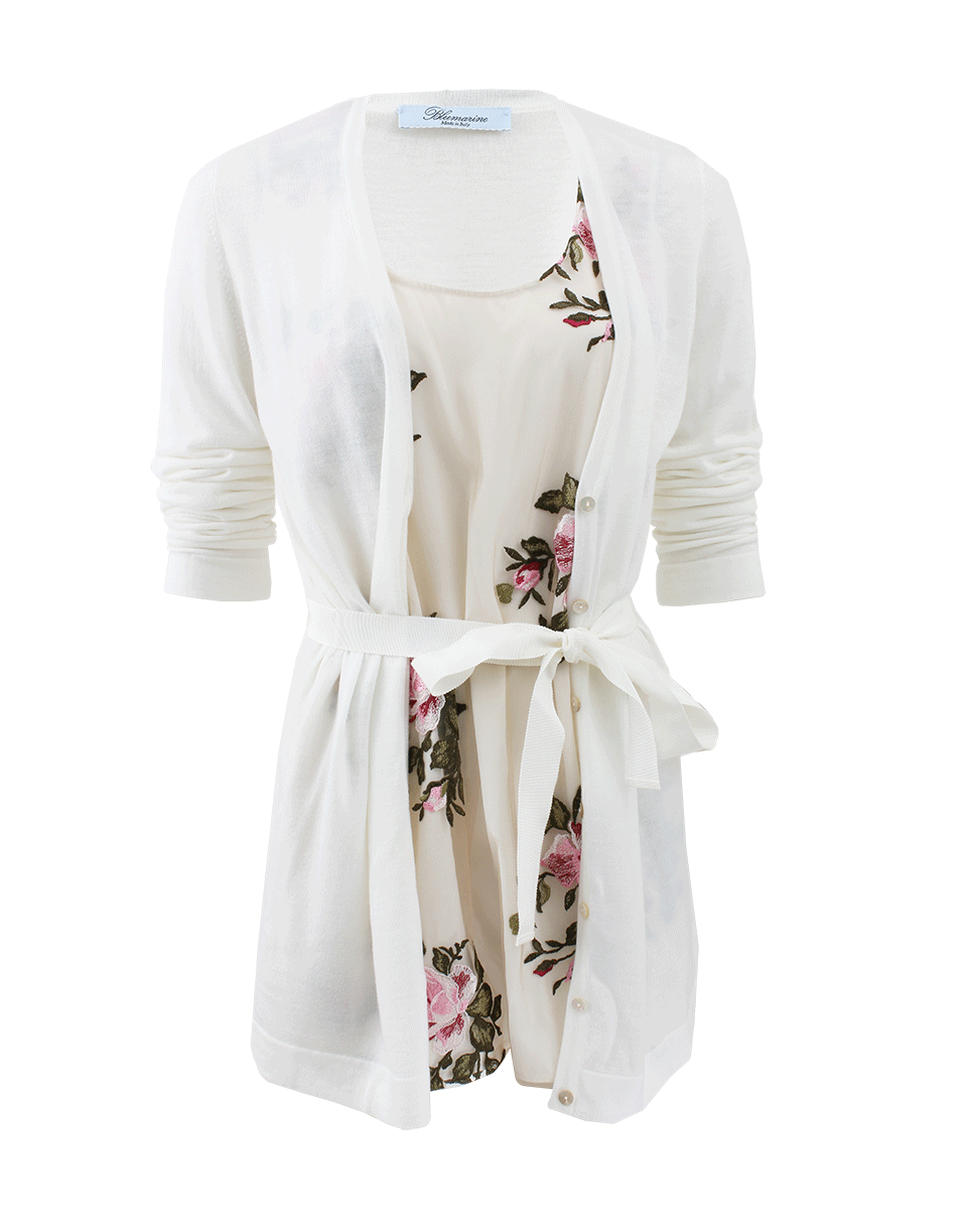 BLUMARINE-Tie Waist Cardgian With Silk Shell-