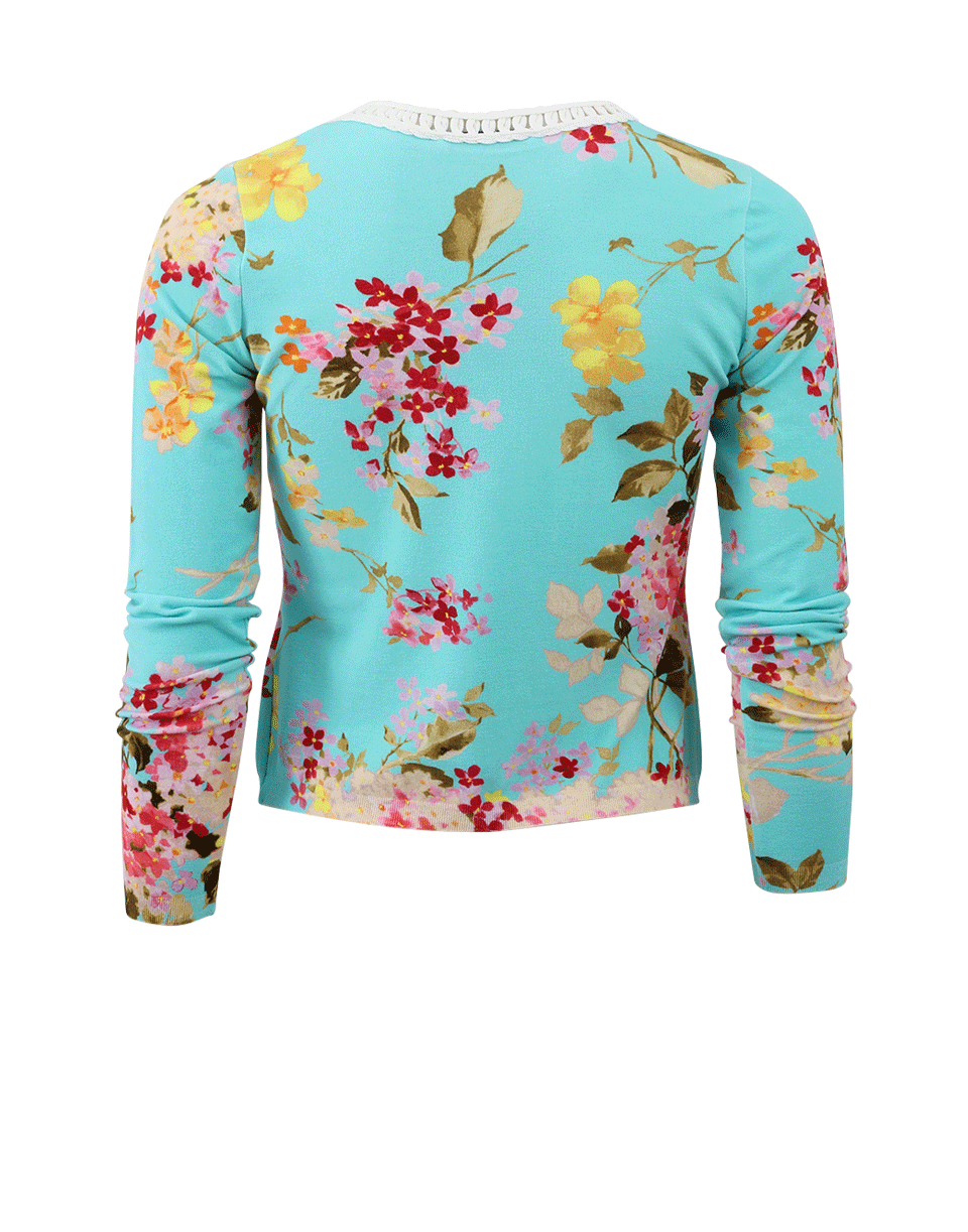 BLUMARINE-Lattice Floral Cardigan-