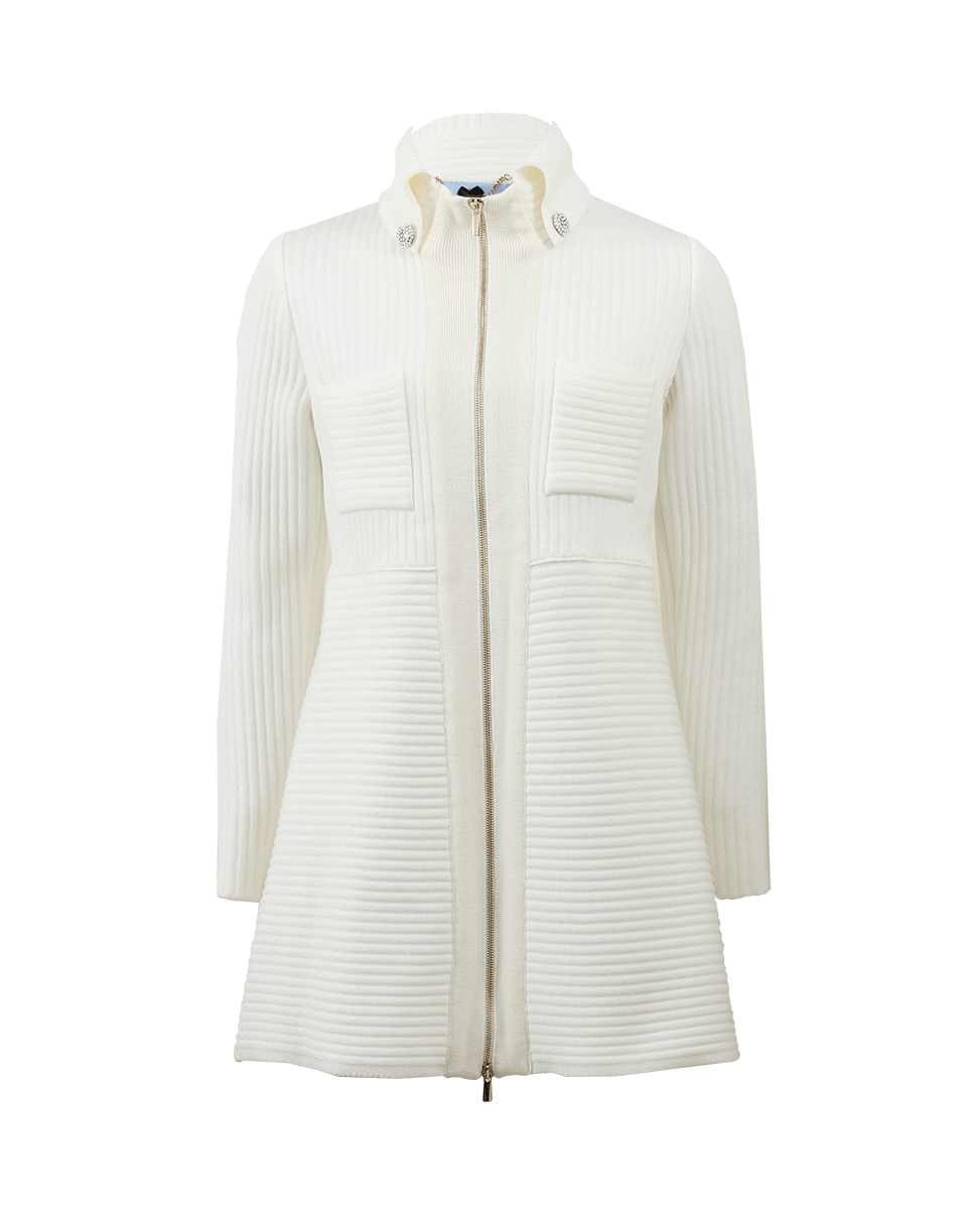 BLUMARINE-Long Zip Ribbed Cardigan-