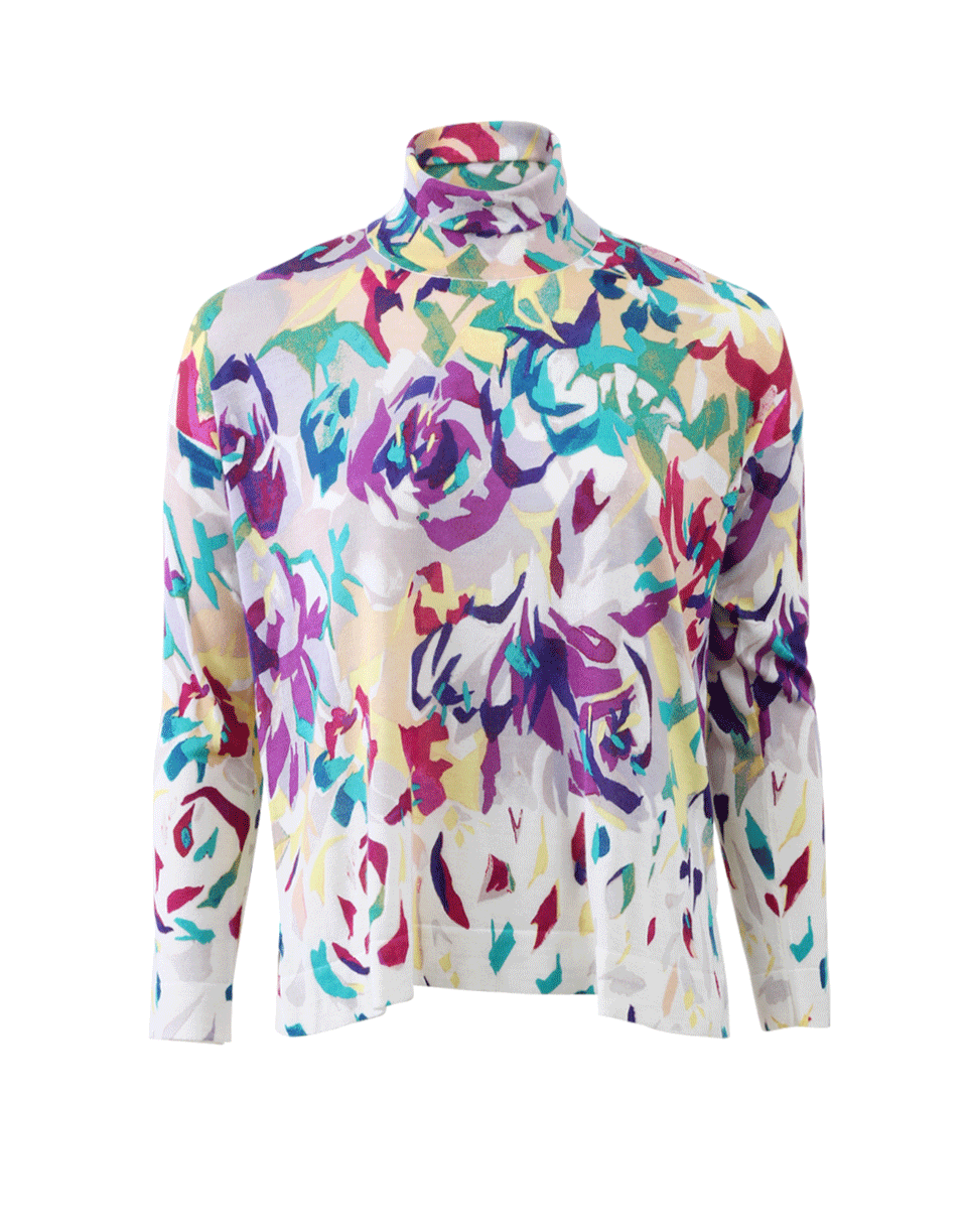 BLUMARINE-Printed Turtleneck-