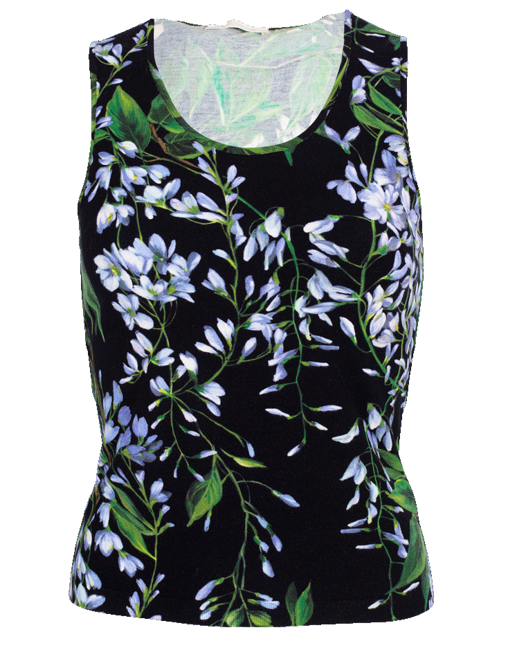 BLUMARINE-Floral Print Cardigan and Tank Set-