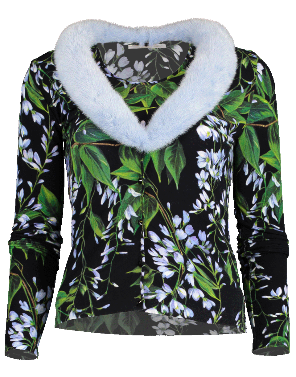 BLUMARINE-Floral Print Cardigan and Tank Set-