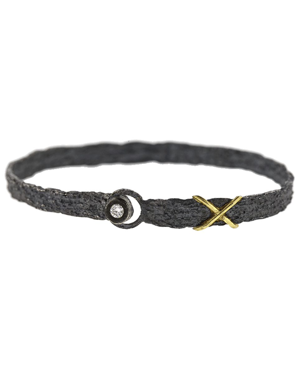 BOAZ KASHI-Gold X Detail Bangle-SILVER