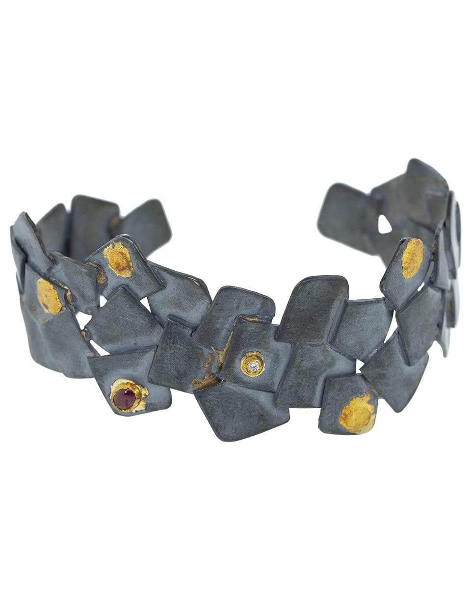 BOAZ KASHI-Diamond and Tourmaline Cut Out Bracelet-SS