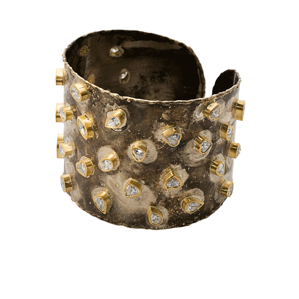 BOAZ KASHI-Wide Fantasy Diamond Cuff-WHT GOLD