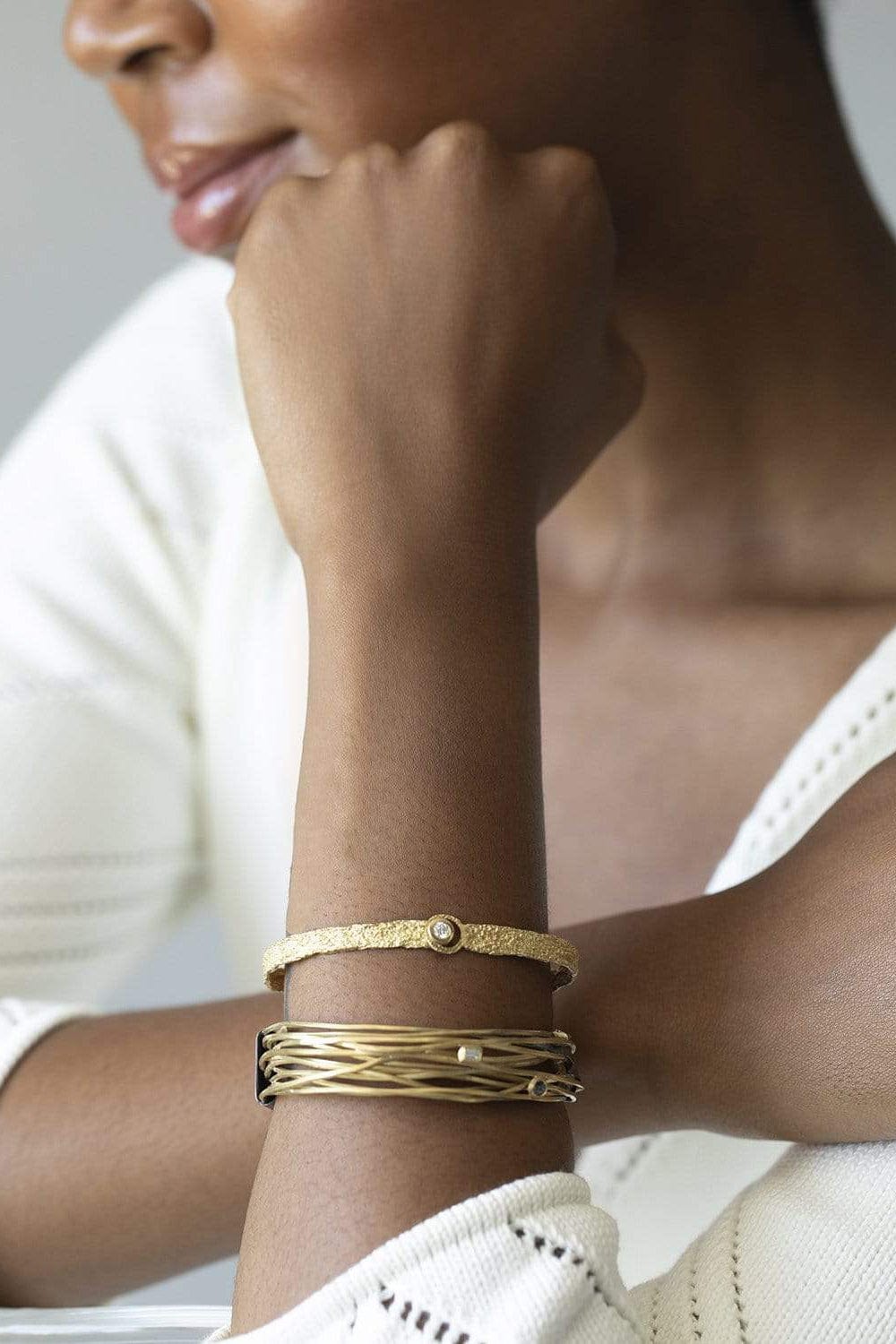 BOAZ KASHI-Gold & Silver Diamond Bracelet-YELLOW GOLD