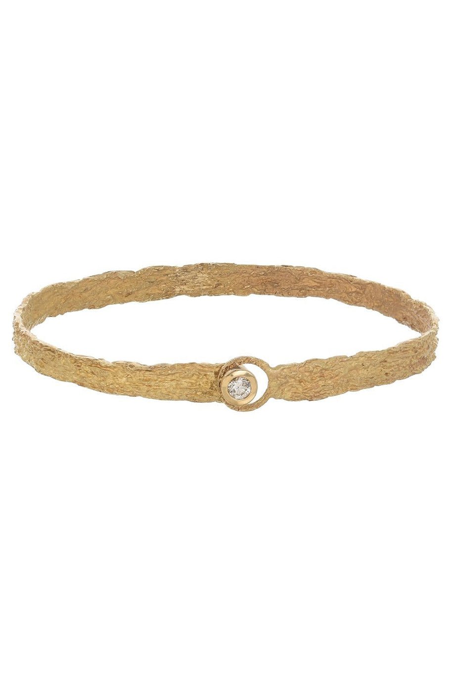 BOAZ KASHI-Hammered Gold Diamond Bracelet-YELLOW GOLD