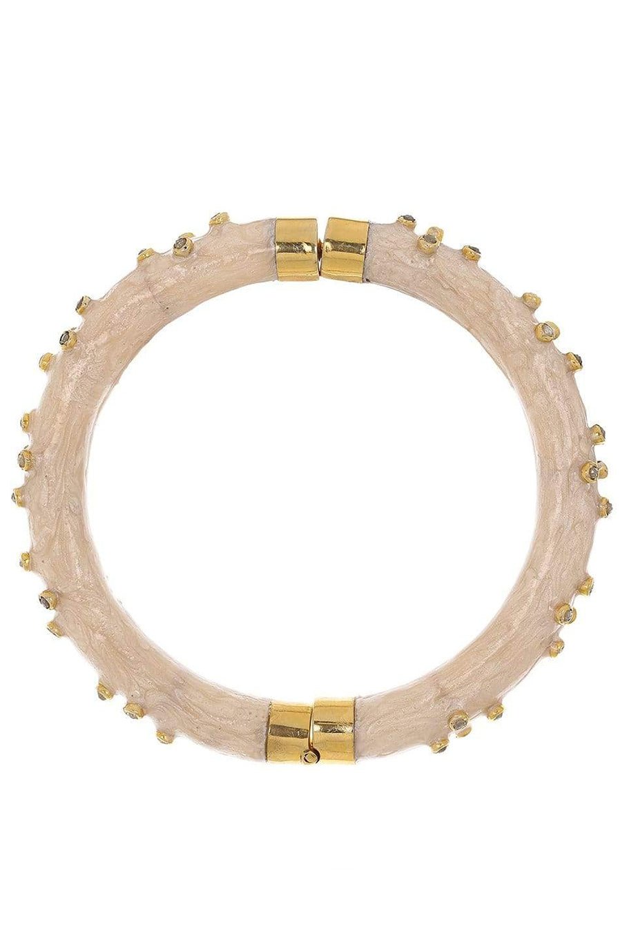 BOAZ KASHI-White Enamel Diamond Bracelet-YELLOW GOLD