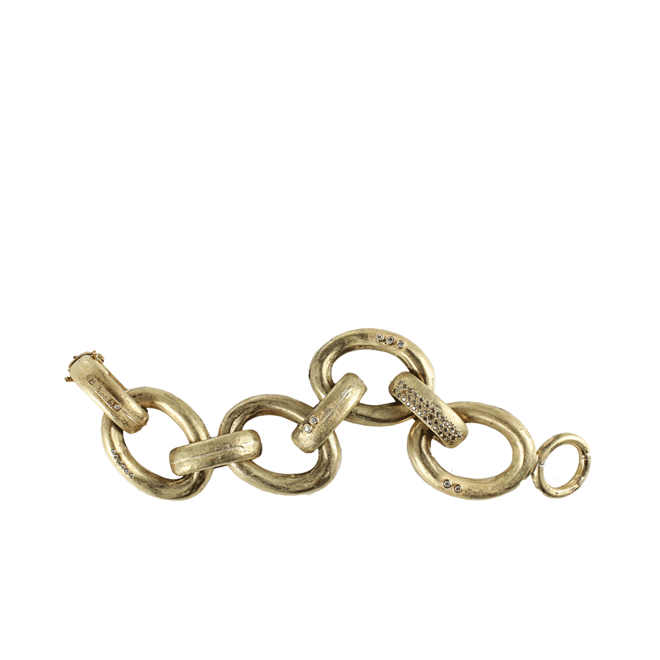 BOAZ KASHI-Large Link Bracelet with Colored Diamonds-YLLW GLD
