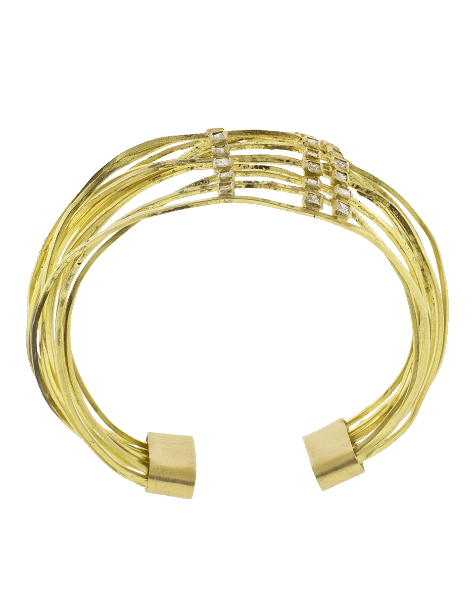 BOAZ KASHI-Diamond Wire Wrap Cuff Bracelet-YELLOW GOLD