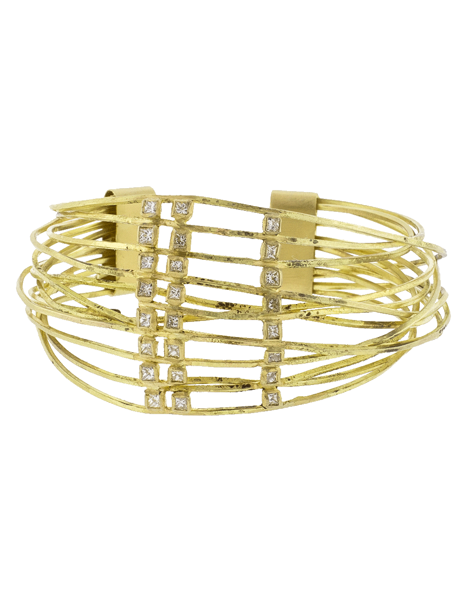 BOAZ KASHI-Diamond Wire Wrap Cuff Bracelet-YELLOW GOLD