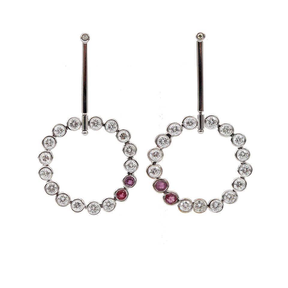 BOAZ KASHI-Extreme Diamond Circle Drop Earrings-WHITE GOLD