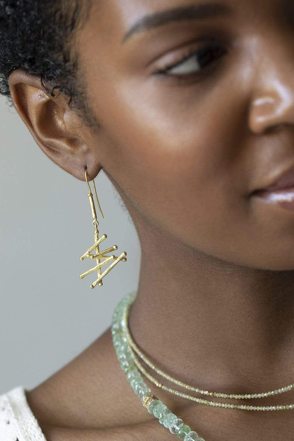BOAZ KASHI-Stick Drop Earrings-YELLOW GOLD
