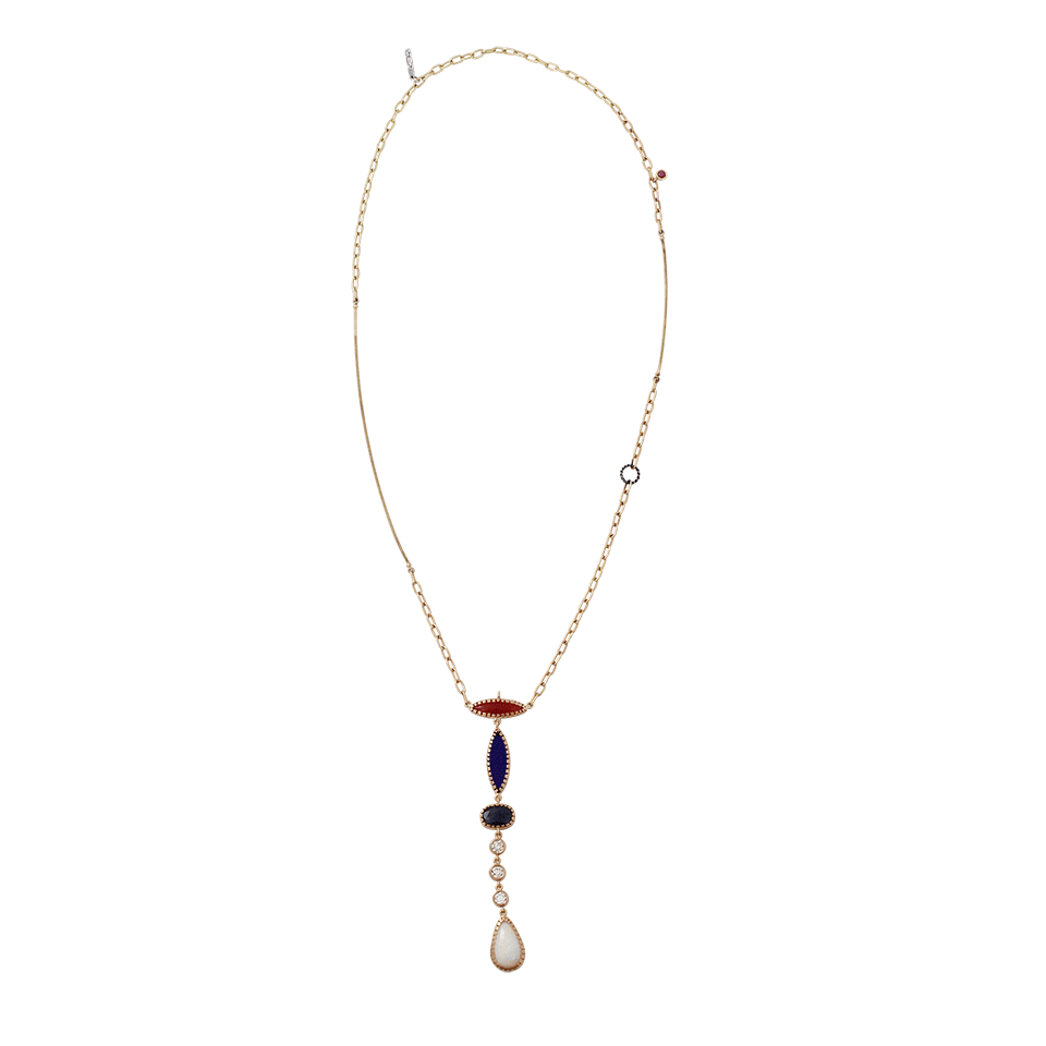 BOAZ KASHI-Carnelian And Opal Drop Necklace-ROSE GOLD