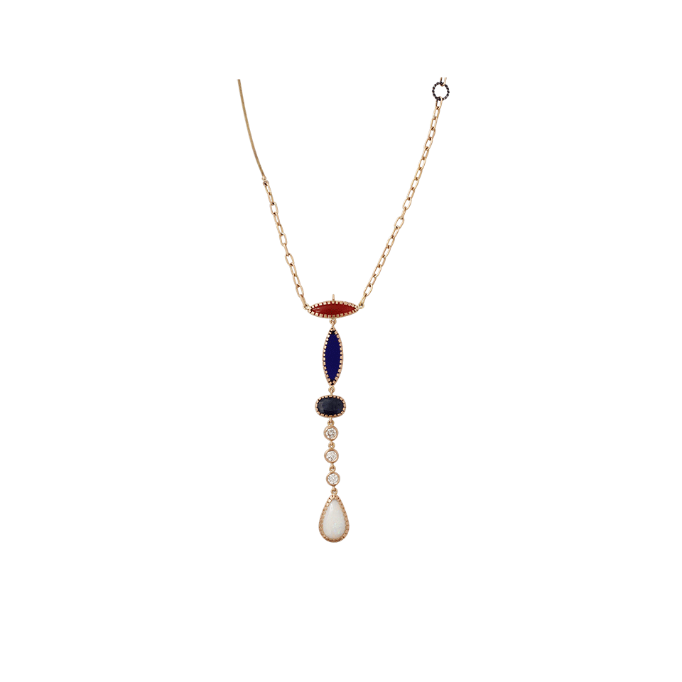 BOAZ KASHI-Carnelian And Opal Drop Necklace-ROSE GOLD