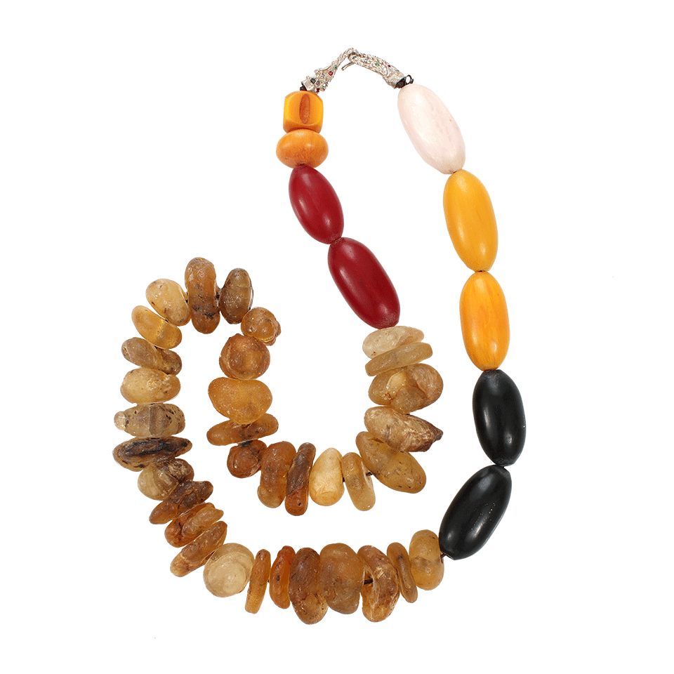 BOAZ KASHI-Amber Agate Aborrica Necklace-SILVER