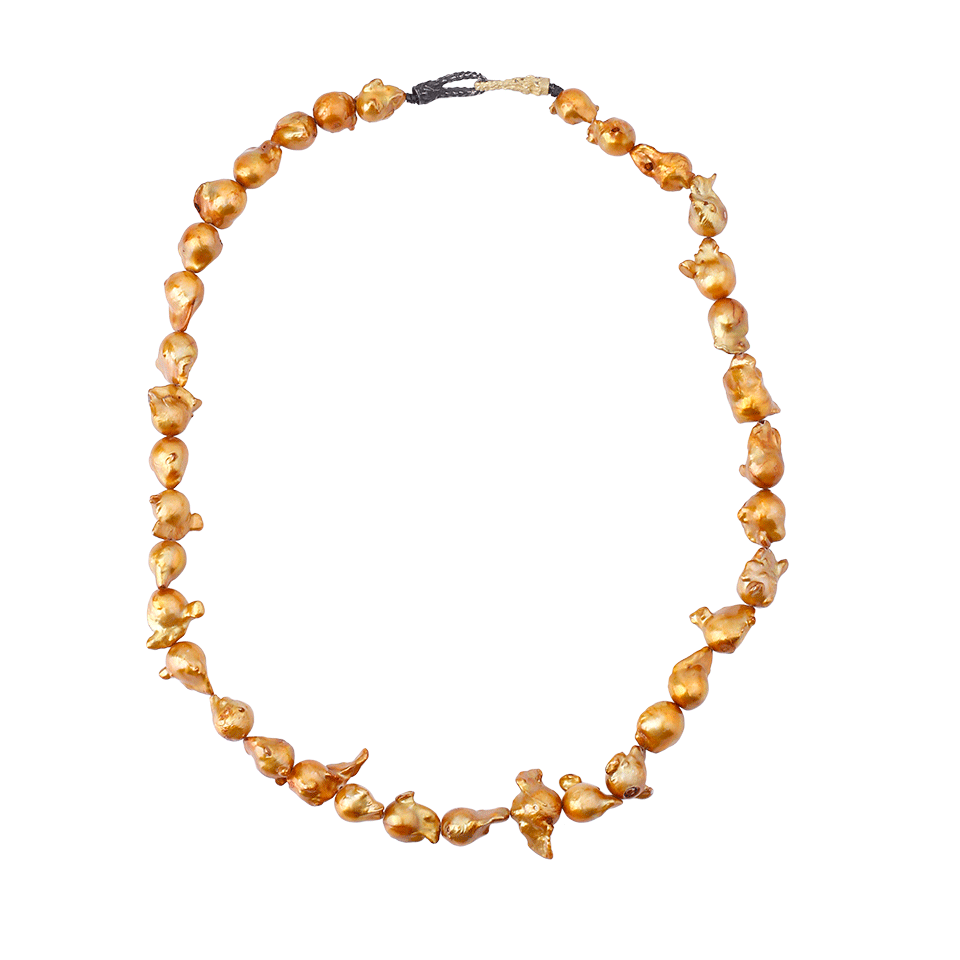 BOAZ KASHI-Baroque Golden Pearl Necklace-SILVER
