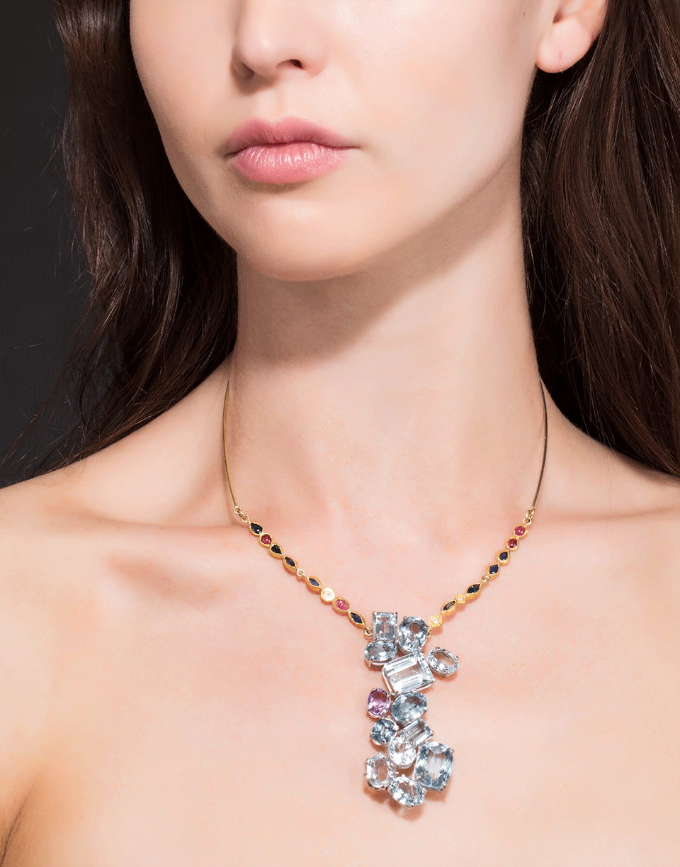 BOAZ KASHI-Aquamarine Necklace-YELLOW GOLD