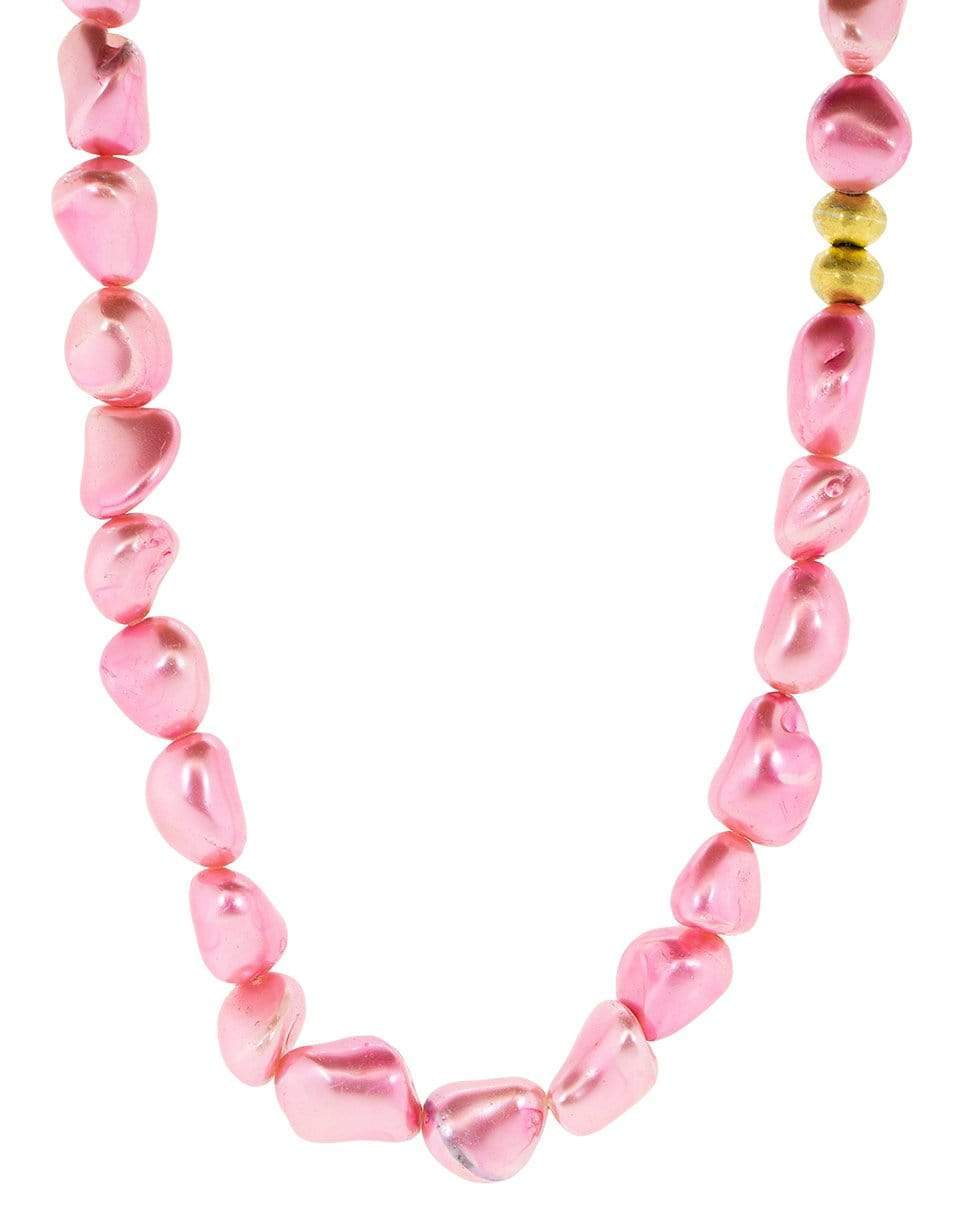 BOAZ KASHI-Pink Pearl Necklace-YELLOW GOLD