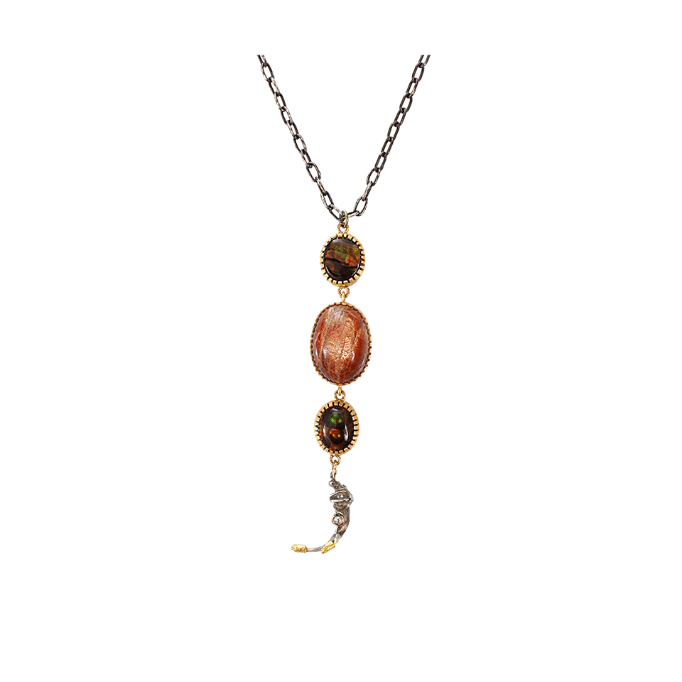 BOAZ KASHI-Ruby And Agate Extreme Necklace-YELLOW GOLD