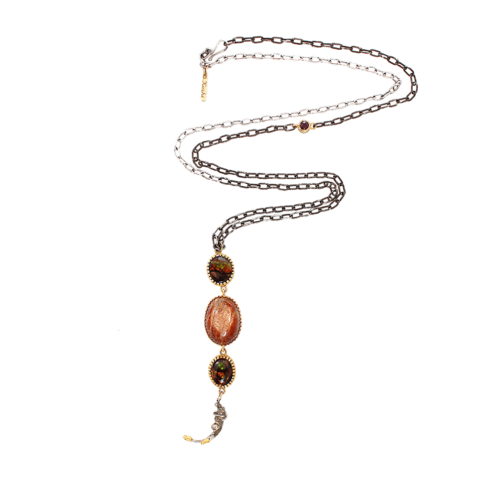 BOAZ KASHI-Ruby And Agate Extreme Necklace-YELLOW GOLD