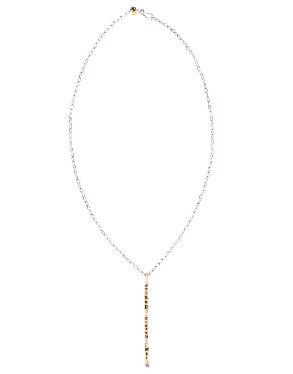 BOAZ KASHI-Tourmaline, Sapphire, and Diamond Chain Necklace-YELLOW GOLD