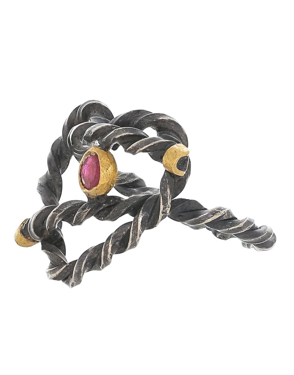 BOAZ KASHI-Silver Heart Ruby Ring-SILVER
