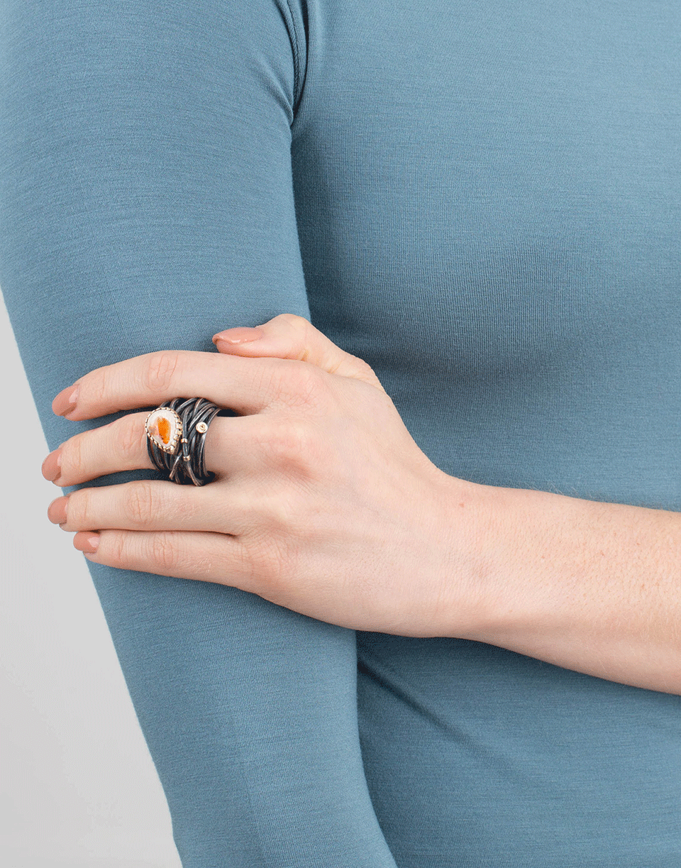 BOAZ KASHI-Opal Wire Wrap Ring-SILVER