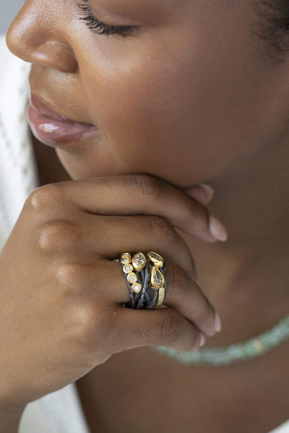BOAZ KASHI-Ten Diamond Silver Ring-SILVER