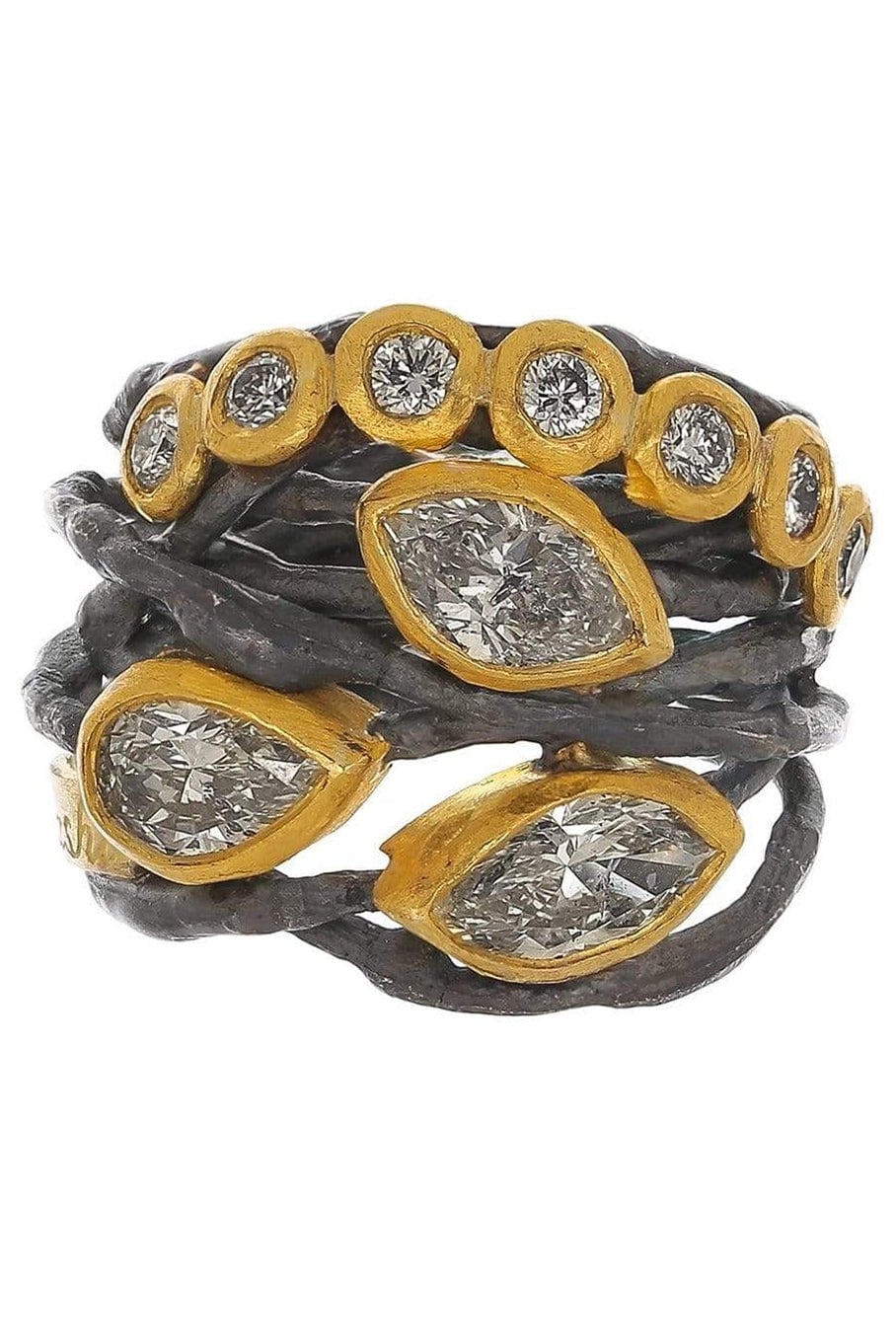 BOAZ KASHI-Ten Diamond Silver Ring-SILVER