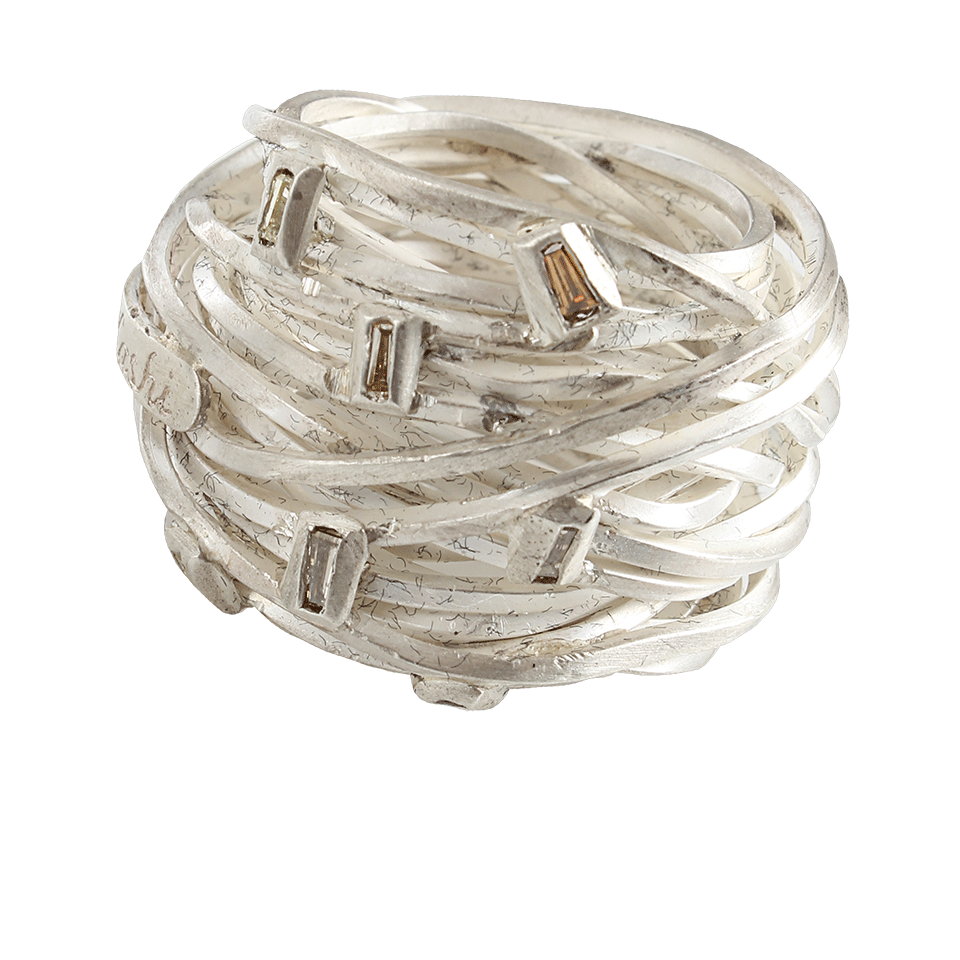 BOAZ KASHI-Wire Wrap Ring With Diamonds-SILVER