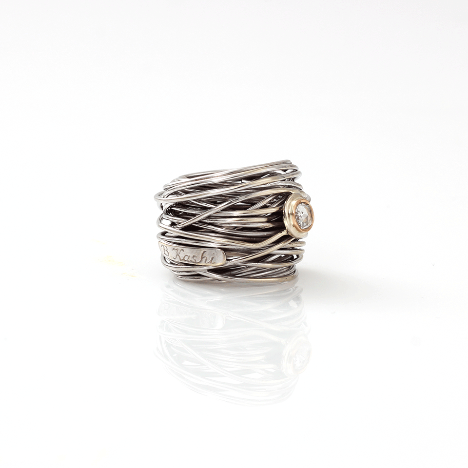 BOAZ KASHI-Diamond Wire Wrap Ring-WHITE GOLD